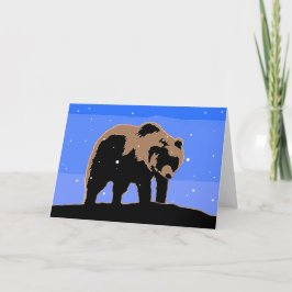 Grizzlybär im Winter - Original Wildlife Art Feiertagskarte
