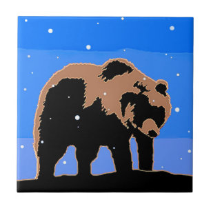 Grizzlybär im Winter - Original Wildlife Art Fliese