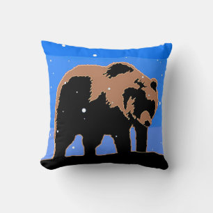 Grizzlybär im Winter - Original Wildlife Art Kissen