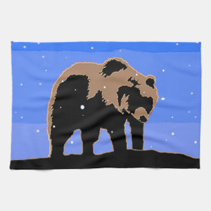 Grizzlybär im Winter - Original Wildlife Art Küchentuch