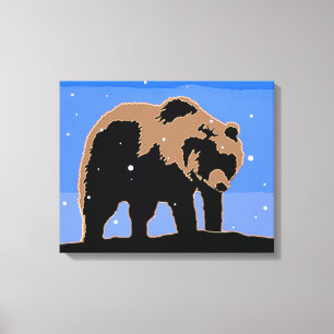 Grizzlybär im Winter - Original Wildlife Art Leinwanddruck