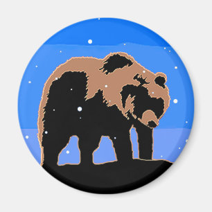 Grizzlybär im Winter - Original Wildlife Art Magnet