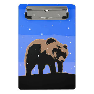 Grizzlybär im Winter - Original Wildlife Art Mini Klemmbrett