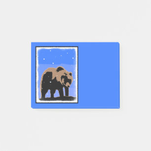 Grizzlybär im Winter - Original Wildlife Art Post-it Klebezettel