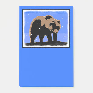 Grizzlybär im Winter - Original Wildlife Art Post-it Klebezettel