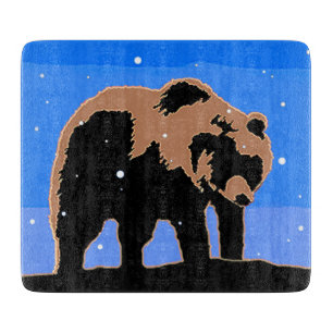Grizzlybär im Winter - Original Wildlife Art Schneidebrett