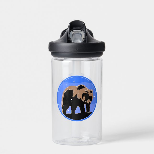 Grizzlybär im Winter - Original Wildlife Art Trinkflasche (Vorne)