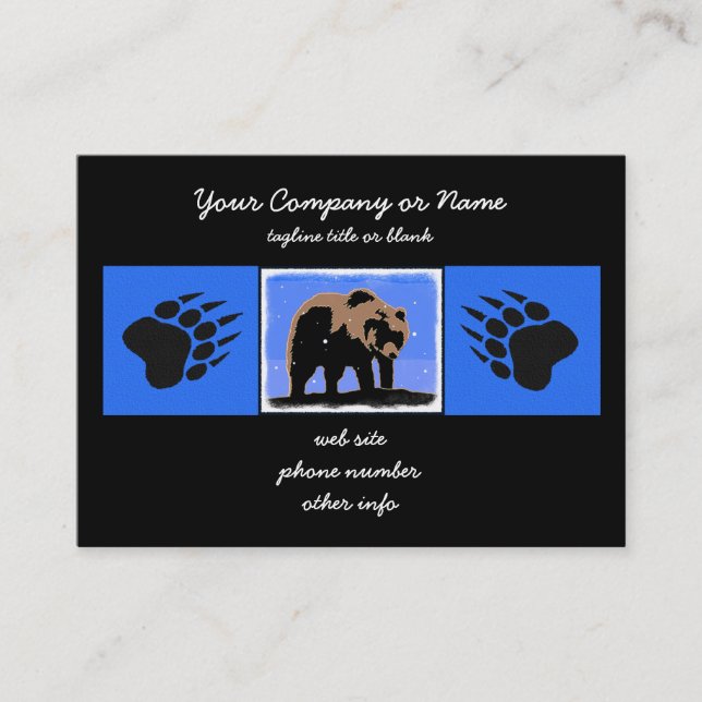 Grizzlybär im Winter - Original Wildlife Art Visitenkarte (Vorderseite)