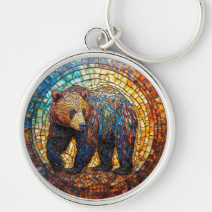Grizzlybär in künstlerischem Design Schlüsselanhänger