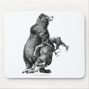 Grizzlybär Jagd Hirsch Einfach Zeichnend Mousepad