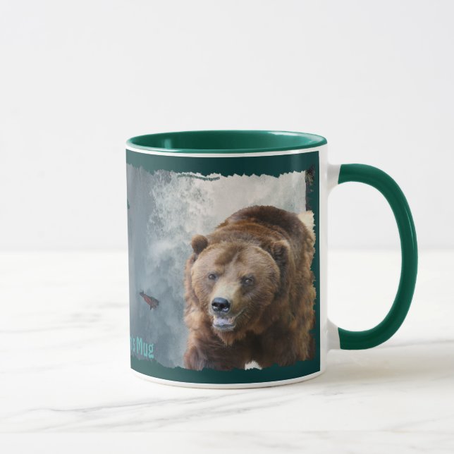Grizzlybär, Lachs & Wasserfall Tasse (Rechts)