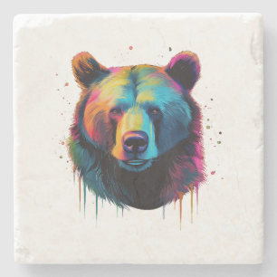 Grizzlybär Liebhaber des Pops Art Big Grizzly Bäre Steinuntersetzer
