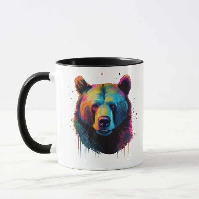 Grizzlybär Liebhaber des Pops Art Big Grizzly Bäre Tasse (Links)