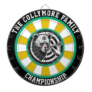 Grizzlybär mit Forest Bullseye Dartscheibe