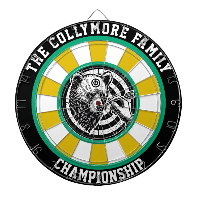 Grizzlybär mit Forest Bullseye Dartscheibe (vorne)