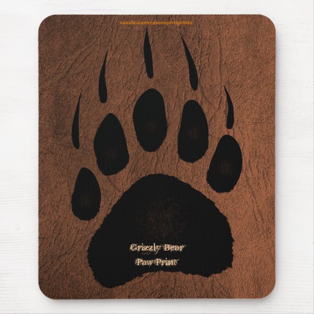 Grizzlybär Pawprint auf Imitate Leather Mousepad (Vorne)