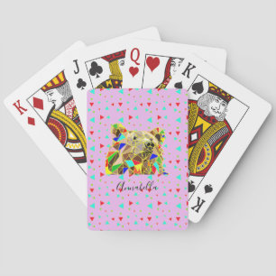 Grizzlybär Pink Spielkarten