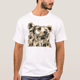 Grizzlybär Pop braun Schwarz-weiß T-Shirt