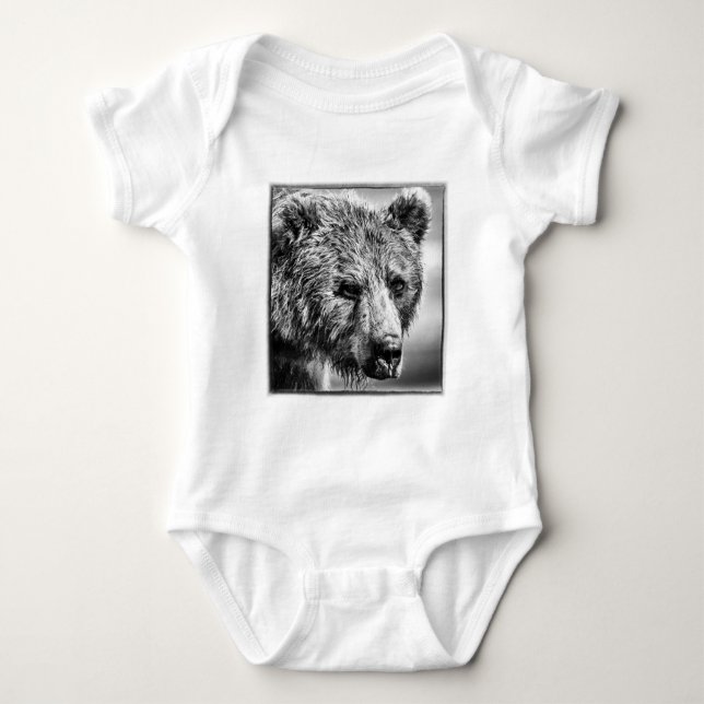 Grizzlybär-Portrait Baby Strampler (Vorderseite)