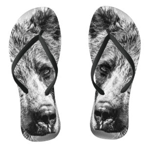 Grizzlybär-Portrait Flip Flops