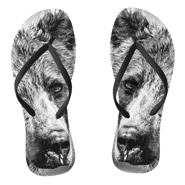 Grizzlybär-Portrait Flip Flops (Fußbett)