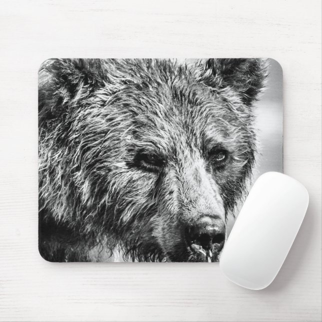 Grizzlybär-Portrait Mousepad (Mit Mouse)
