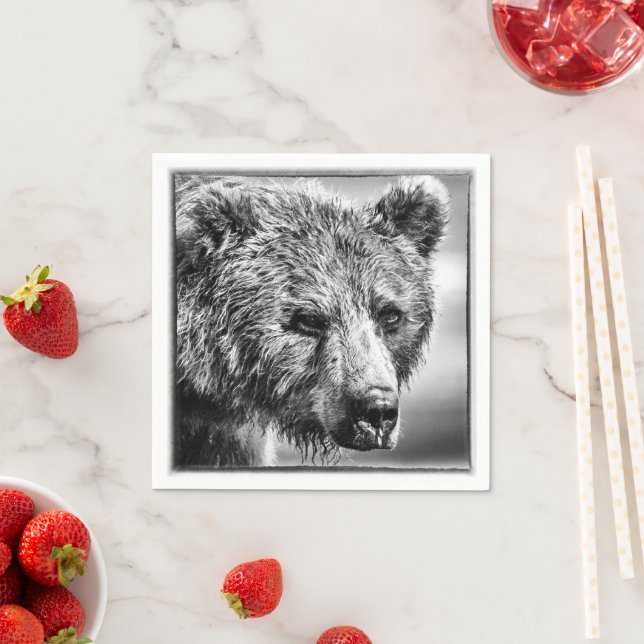 Grizzlybär-Portrait Serviette (Beispiel)