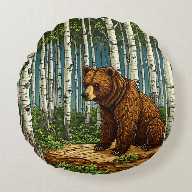 Grizzlybär Rundes Kissen (Vorderseite)