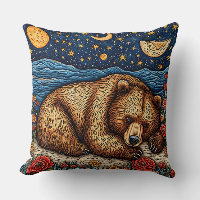 Grizzlybär schlafend kissen (Vorderseite)