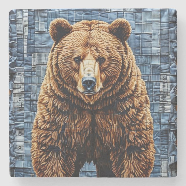 Grizzlybär Steinuntersetzer (Vorderseite)