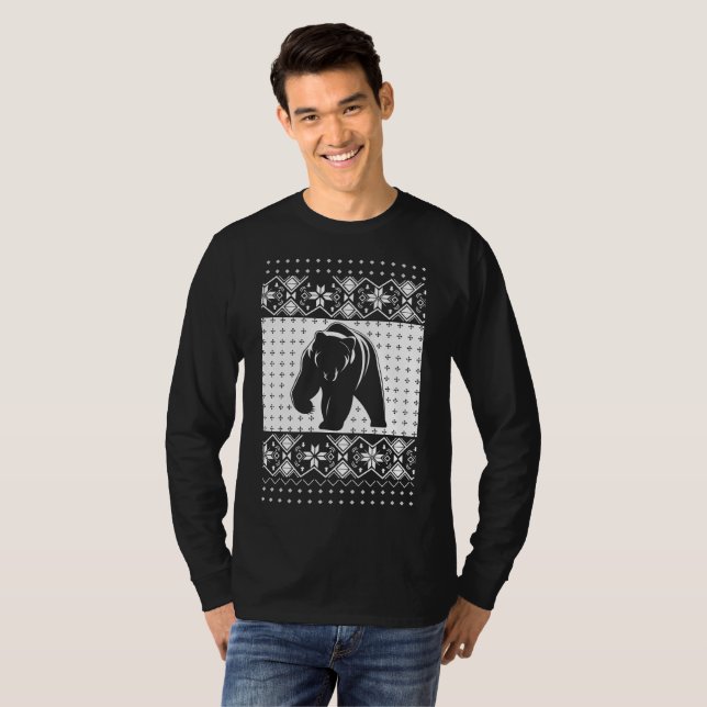 Grizzlybär Ugly Sweater Christmas T-Shirt (Vorne ganz)