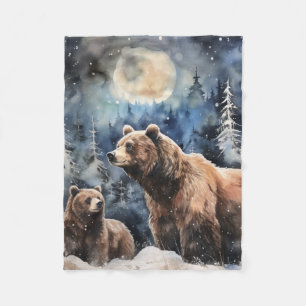 Grizzlybär und Baby Fleecedecke