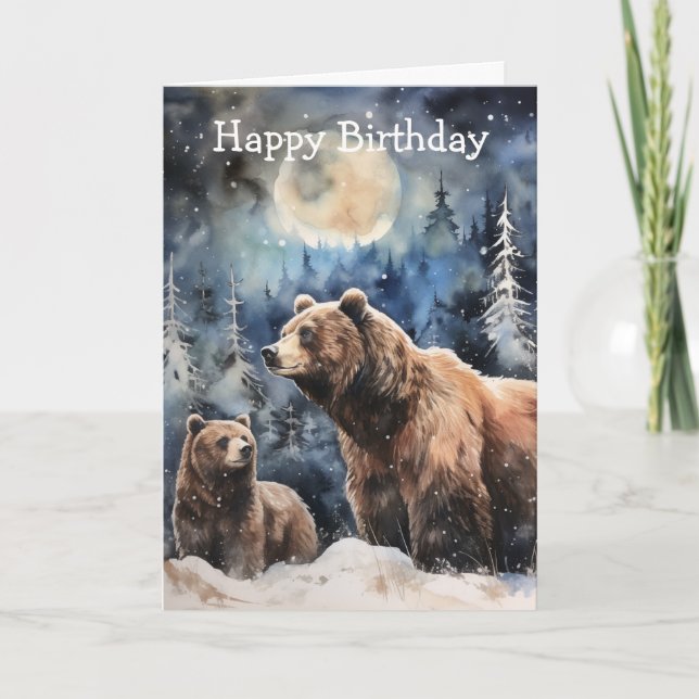 Grizzlybär und Baby Karte (Vorderseite)