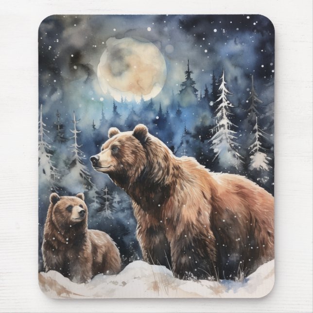 Grizzlybär und Baby Mousepad (Vorne)