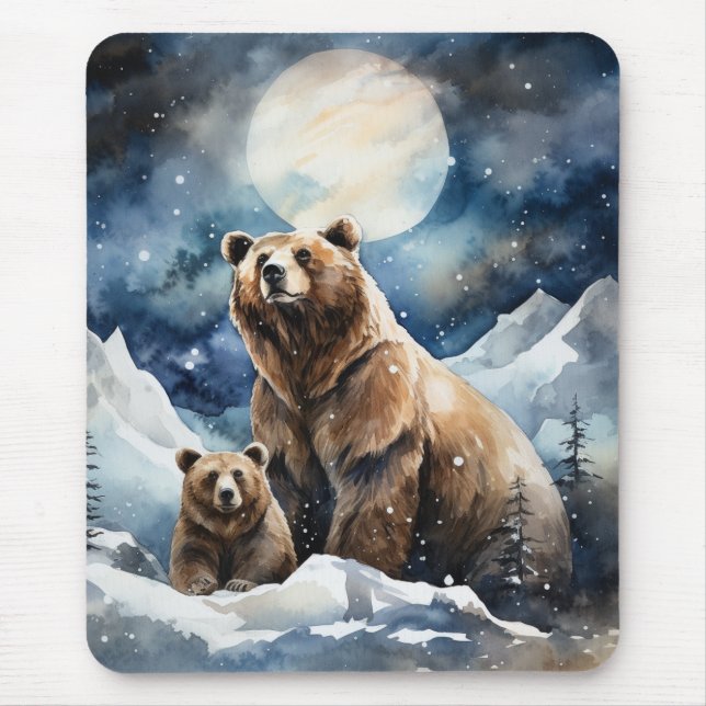 Grizzlybär und Baby Mousepad (Vorne)