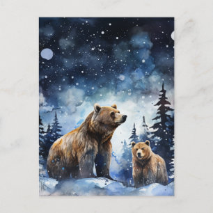 Grizzlybär und Baby Postkarte