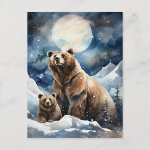Grizzlybär und Baby Postkarte