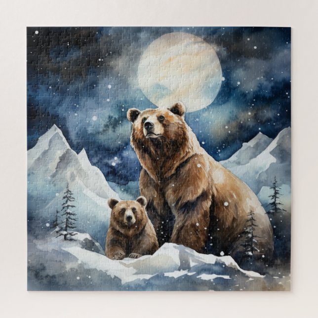 Grizzlybär und Baby Puzzle (Vertikal)