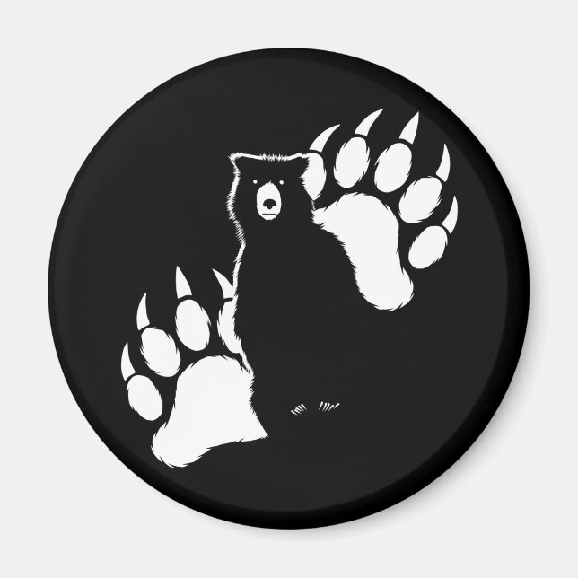 Grizzlybär und Fußspuren Graphic Design Magnet (Vorne)