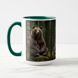 Grizzlybär und Totem Pole Art Tasse
