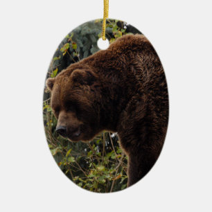 Grizzlybär-Weihnachtsverzierung Keramik Ornament