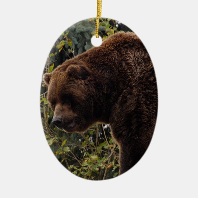 Grizzlybär-Weihnachtsverzierung Keramik Ornament (Vorne)