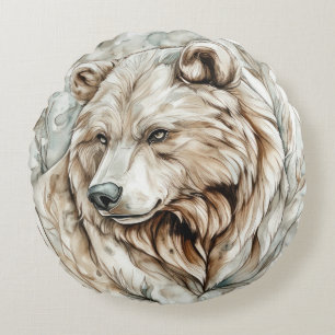 Grizzlybär Wild Tame und Zeitlose Sammlung Rundes Kissen