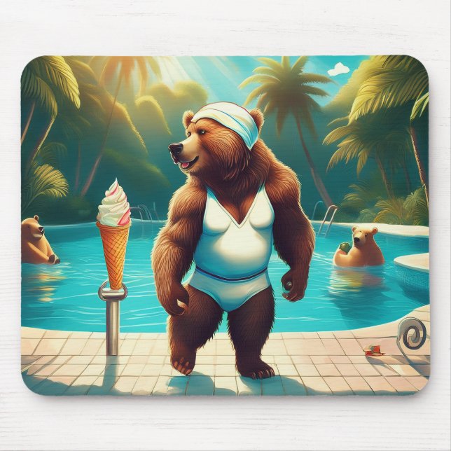 Grizzlybären am Pool Mousepad (Vorne)
