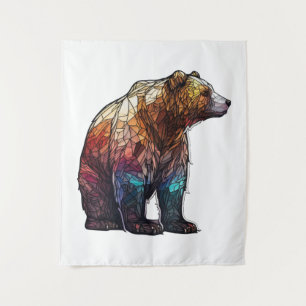 Grizzlybären-Tierportrait Gesteinigter Glaswald Wandteppich