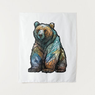 Grizzlybären-Tierportrait Gesteinigter Glaswald Wandteppich