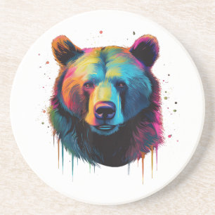 Grizzlybärenliebhaber Pop Art Großer Grizzlybär Getränkeuntersetzer