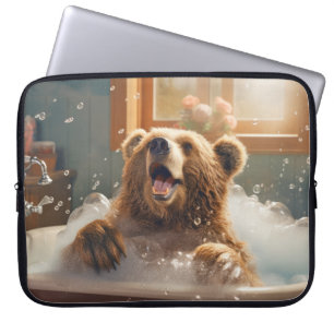 Grizzy Bär Animal Fun Badewanne Happy Relax Time Laptopschutzhülle
