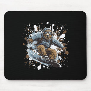 Grizzy Bär Animal Snowboarding Sports Snowboard Mousepad