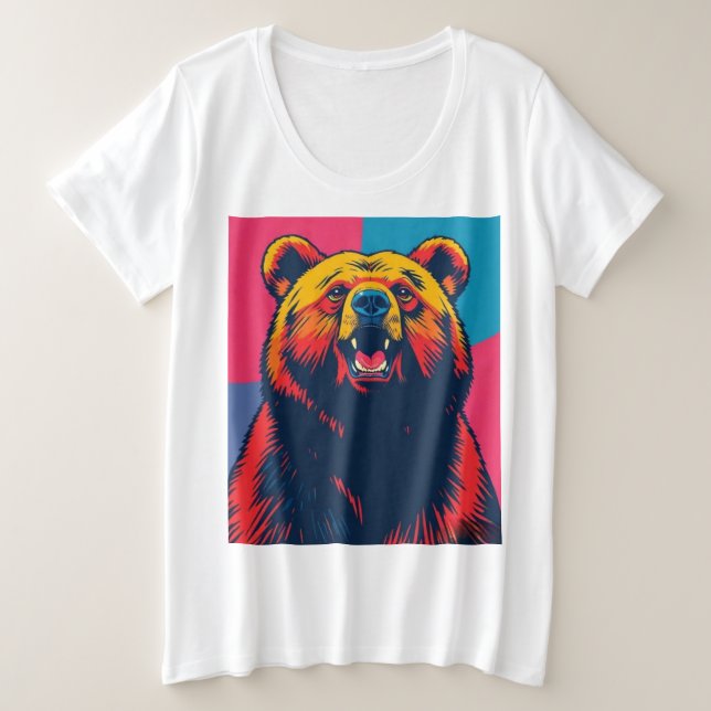 Grizzy Bär Pop Art Große Größe T-Shirt (Design vorne)